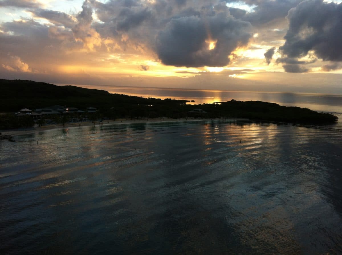 sunrise at mahogany bay, roatan, honduras