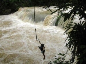 Taking the plunge at Jamaica's YS Falls.