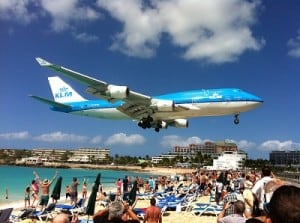 Airport Beach in St. Maarten.