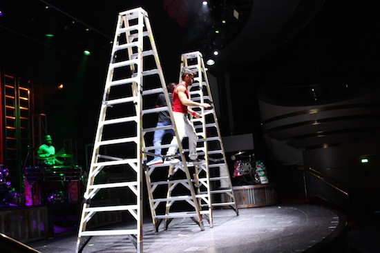 Jumping between ladders on a rocking ship takes talent!