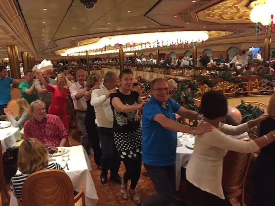 Conga line in the main dining room. 