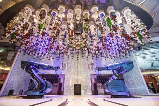 Robots slinging drinks at the Bionic Bar. 