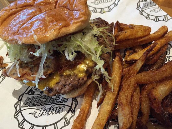 An amazing burger at Guy's Burger Joint on Carnival Freedom. 