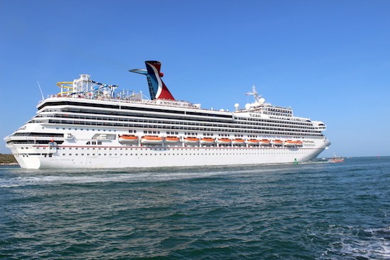 Carnival Sunshine approaching Jetty Park. 