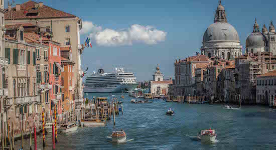 Viking Star sailing through Venice. 