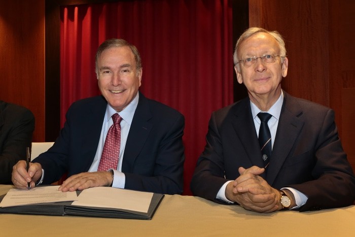 Royal Caribbean International officially took delivery of its 23rd ship, Anthem of the Seas. Royal Caribbean Cruises Ltd.’s Chairman and CEO Richard D. Fain (pictured left) officially received the new ship from Meyer Werft Yard’s Managing Partner Bernard Meyer (pictured right) in a signing ceremony held in Bremerhaven, Germany.