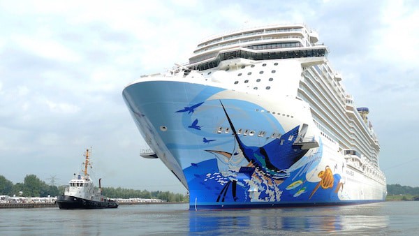 Norwegian Escape floats out. photo: Norwegian