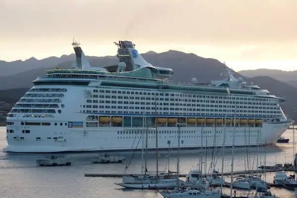 Adventure of the seas is docked.