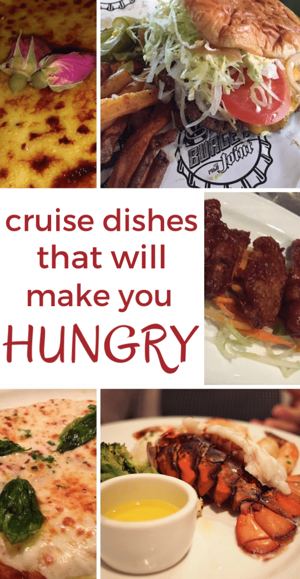 8 awesome cruise dishes that will make you SO hungry! #cruise #cruisefood #cruisedishes #food #cruising #vacation #travel #burger #lobster #pizza #wings