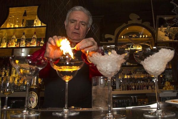 Dale DeGroff Mixologist making a Flaming Vegas