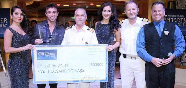 Nathan Foley (second to left) with his award check | photo: Princess Cruises