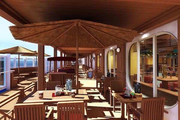 RedFrog Pub outdoor area - rendering: Carnival Cruise Line