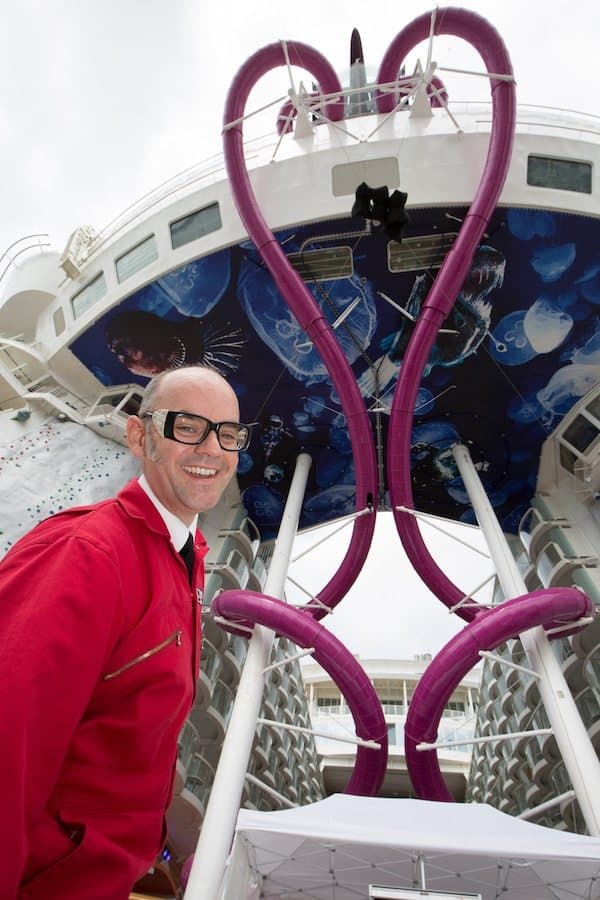  Professor of Thrill Brendan Walker tries out The Ultimate Abyss aboard the ship.