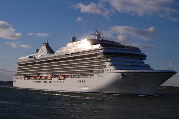 Oceania Cruises' Marina leaving Boston on Monday, 5/16/2016 photo: Richard MacGregory