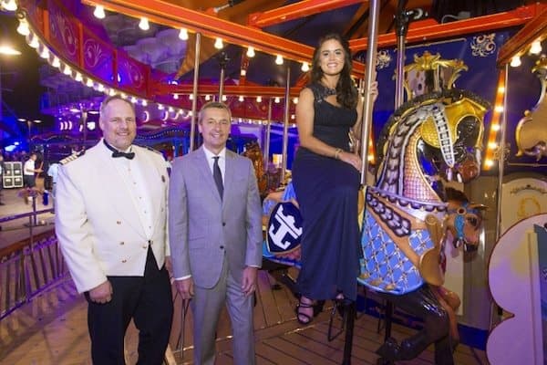 Captain Gus Andersson, Michael Bayley, President and CEO of Royal Caribbean, and Brittany Affolter