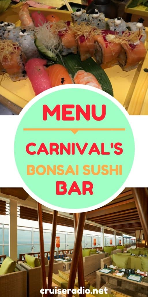 Menu Carnival Cruise Line's Bonsai Sushi Bar