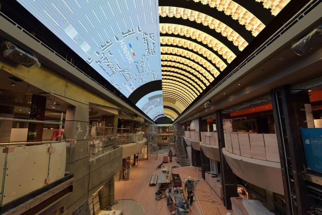 The promenade features the longest LED Sky Screen at sea