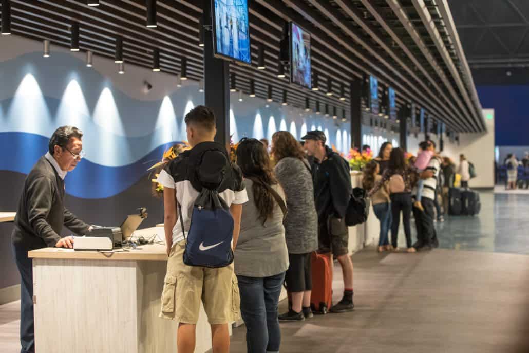 Guests Check in at the Long Beach Cruise Terminal 2 10 18 2