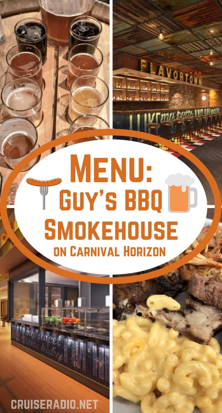 Guy's BBQ Smokehouse Menu on Carnival Horizon