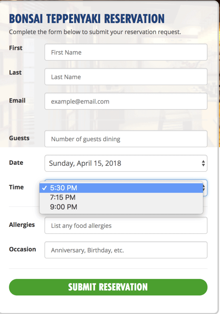 Menu Carnival Horizon's Bonsai Teppanyaki