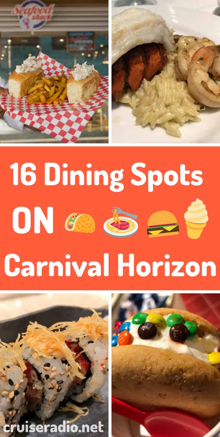 16 Dining Spots on Carnival Horizon