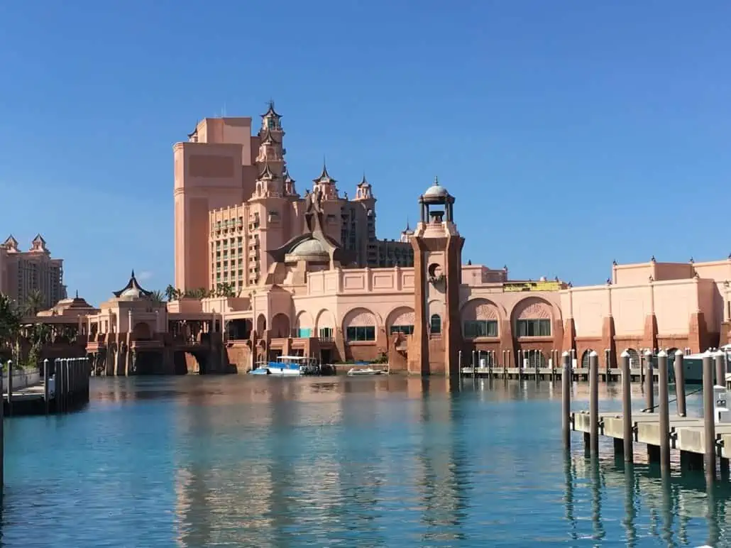 Stunning view of the Atlantis Resort in Nassau, Bahamas; considered one of the cruise destinations for casino fans