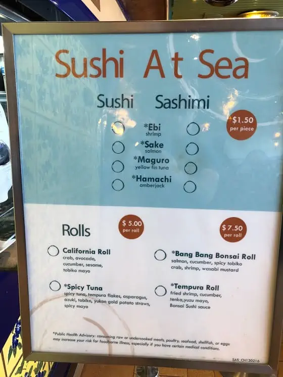 Sushi at Sea carnival liberty