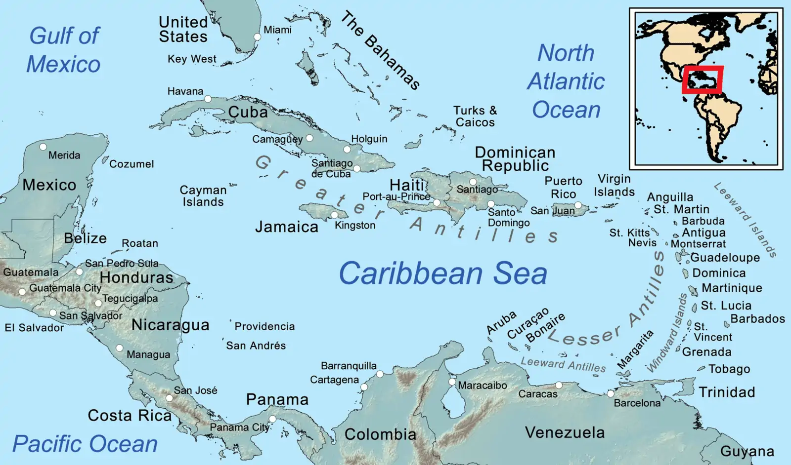 caribbean sea map