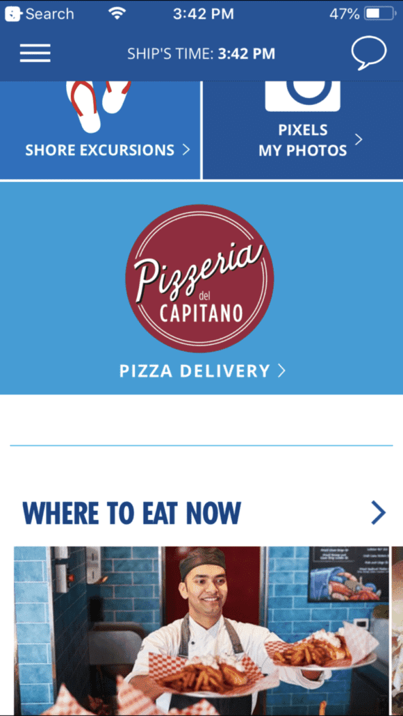 Carnival Hub app pizza delivery