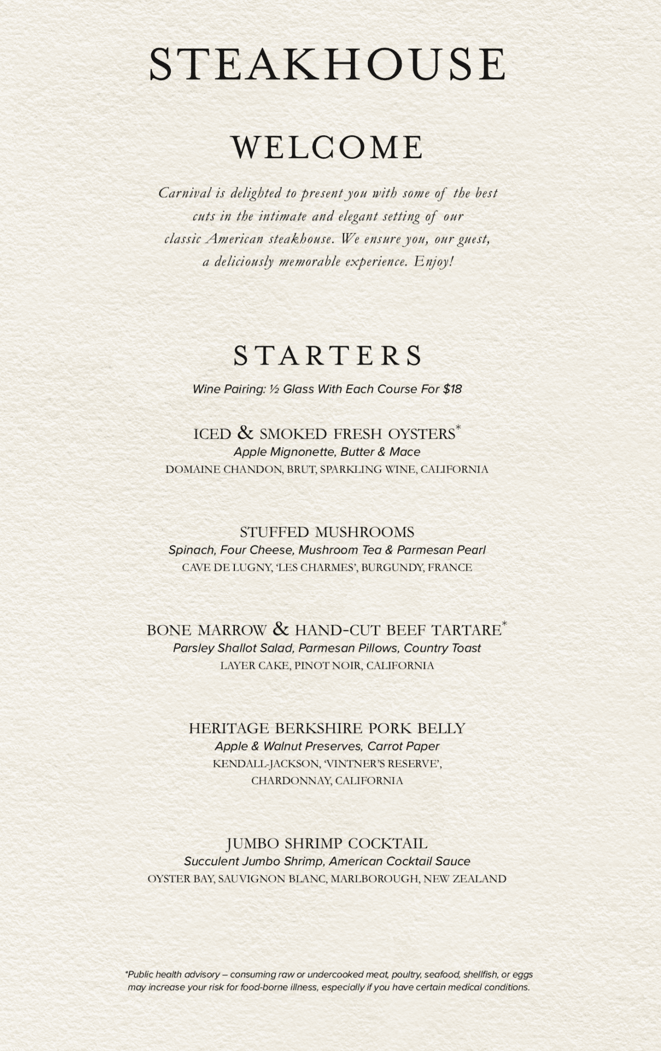 Carnival Cruise Steakhouse Review and Menu (2019)