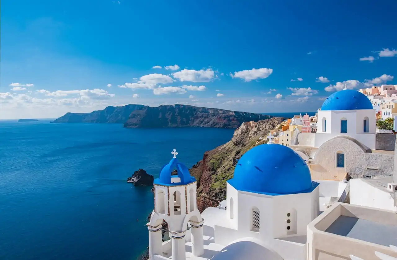 Santorini and the beautiful blue sea