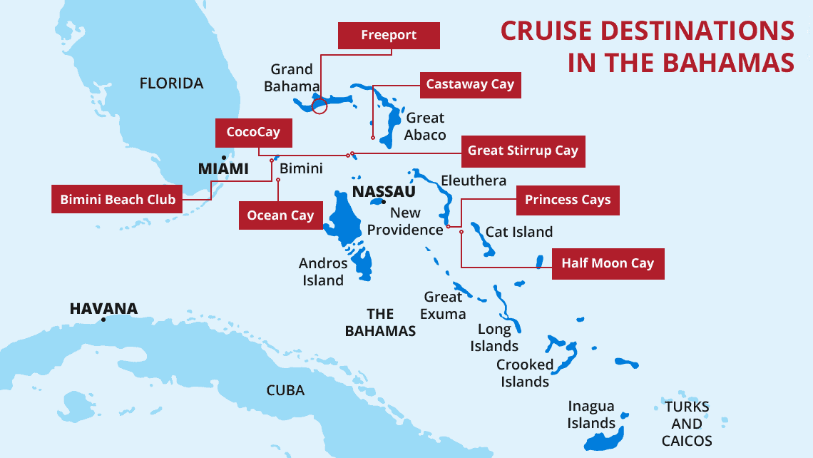 cruise lines private islands map