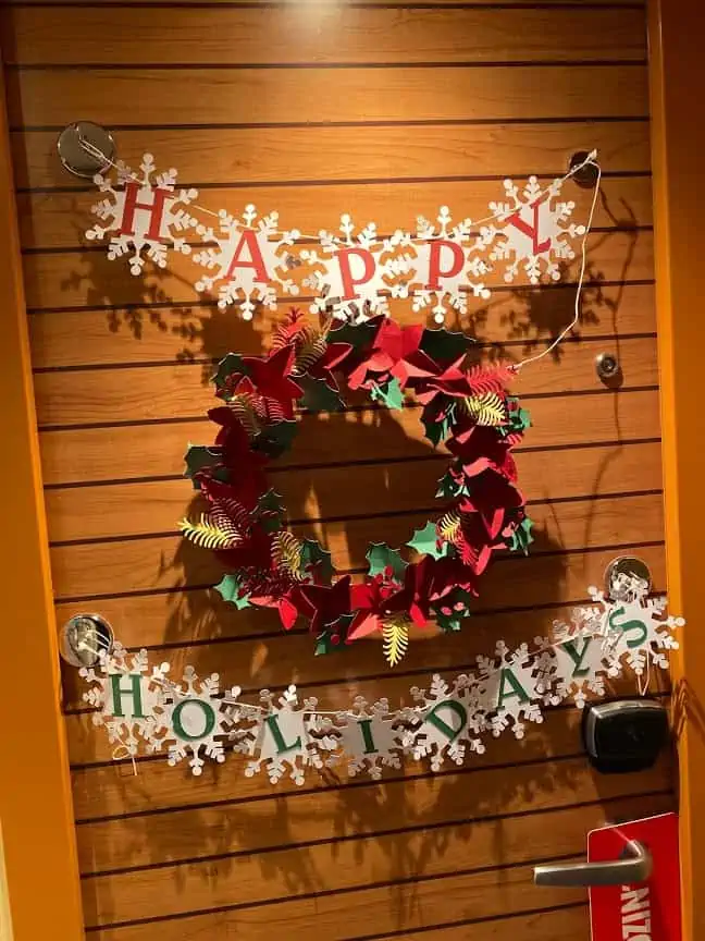 A holiday design on a cruise door 