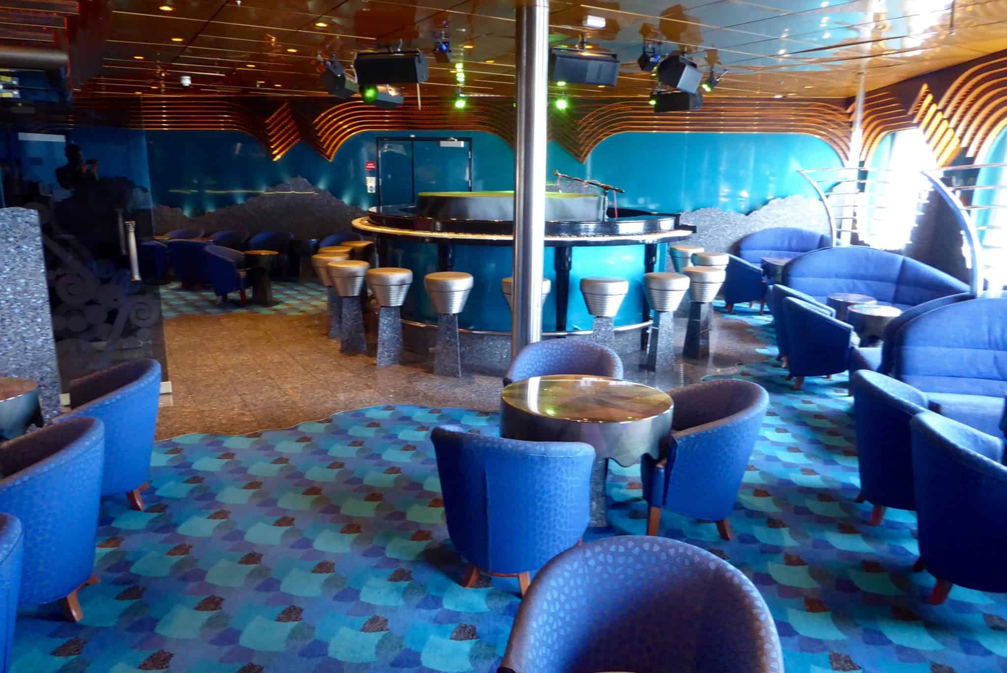 the rhapsody in blue lounge on carnival inspiration cruise ship