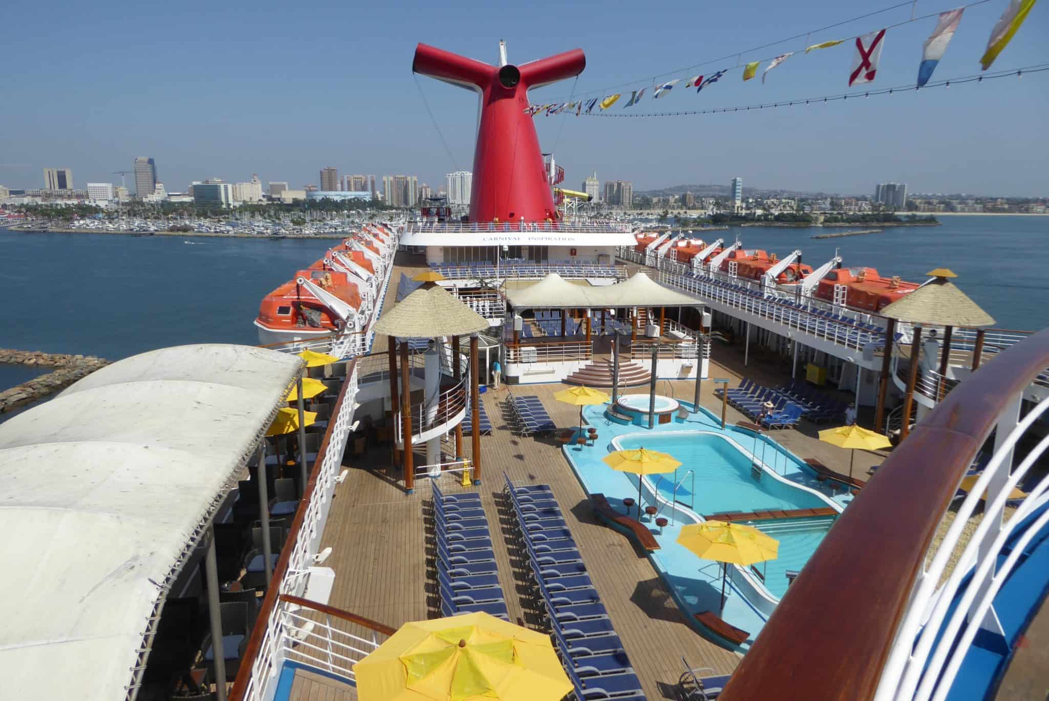 view aft from Sun Deck on the carnival inspiration cruise ship