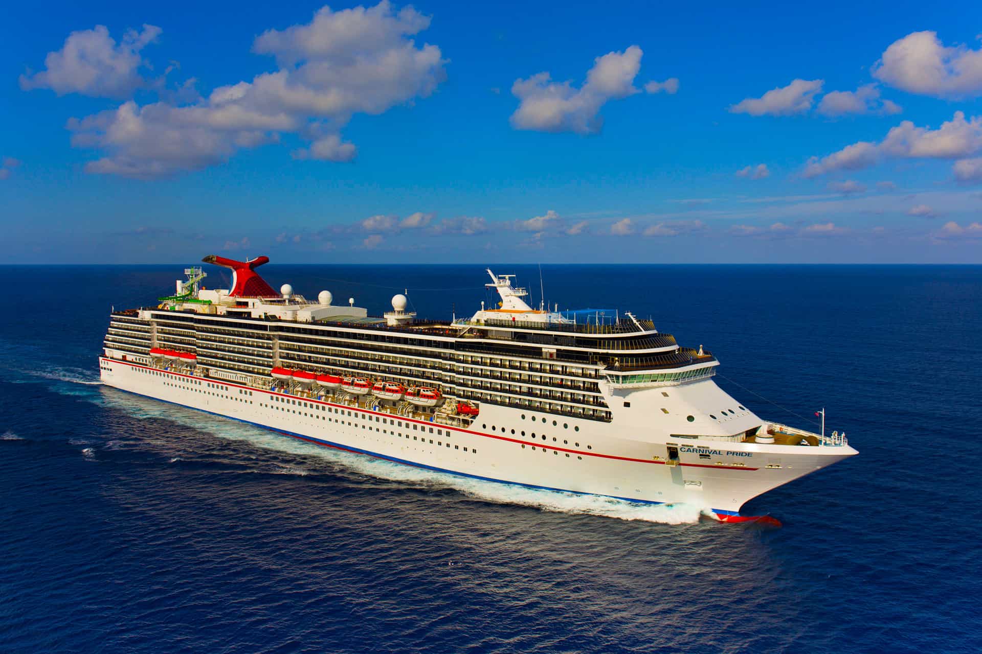 Aerial view of Carnival Pride in Grand Cayman