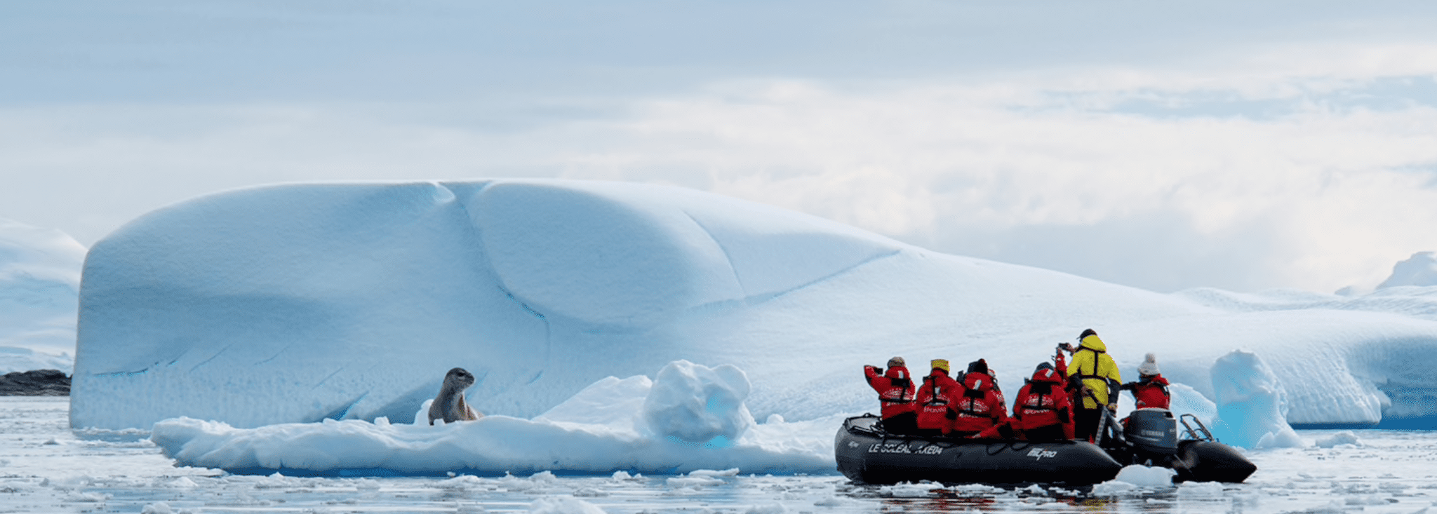 antarctica ponant zodiac boat iceberg