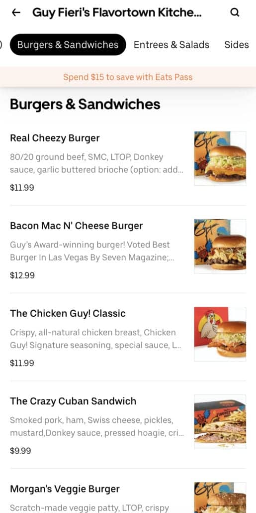 guy fieri flavortown kitchen menu 