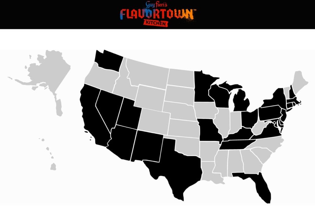 guy fieri flavortown kitchen food delivery map