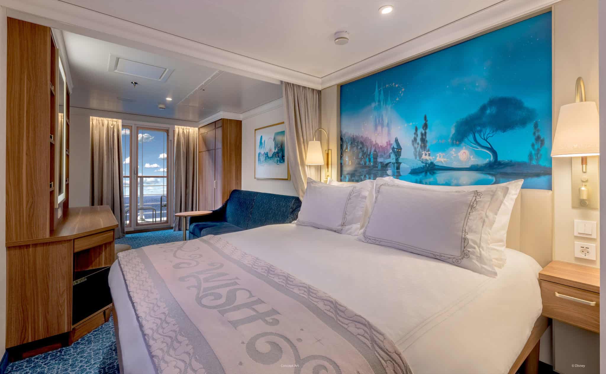 disney wish verandah stateroom rendering