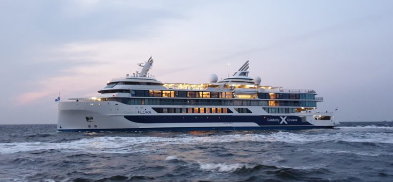 Side exterior view of Celebrity Flora