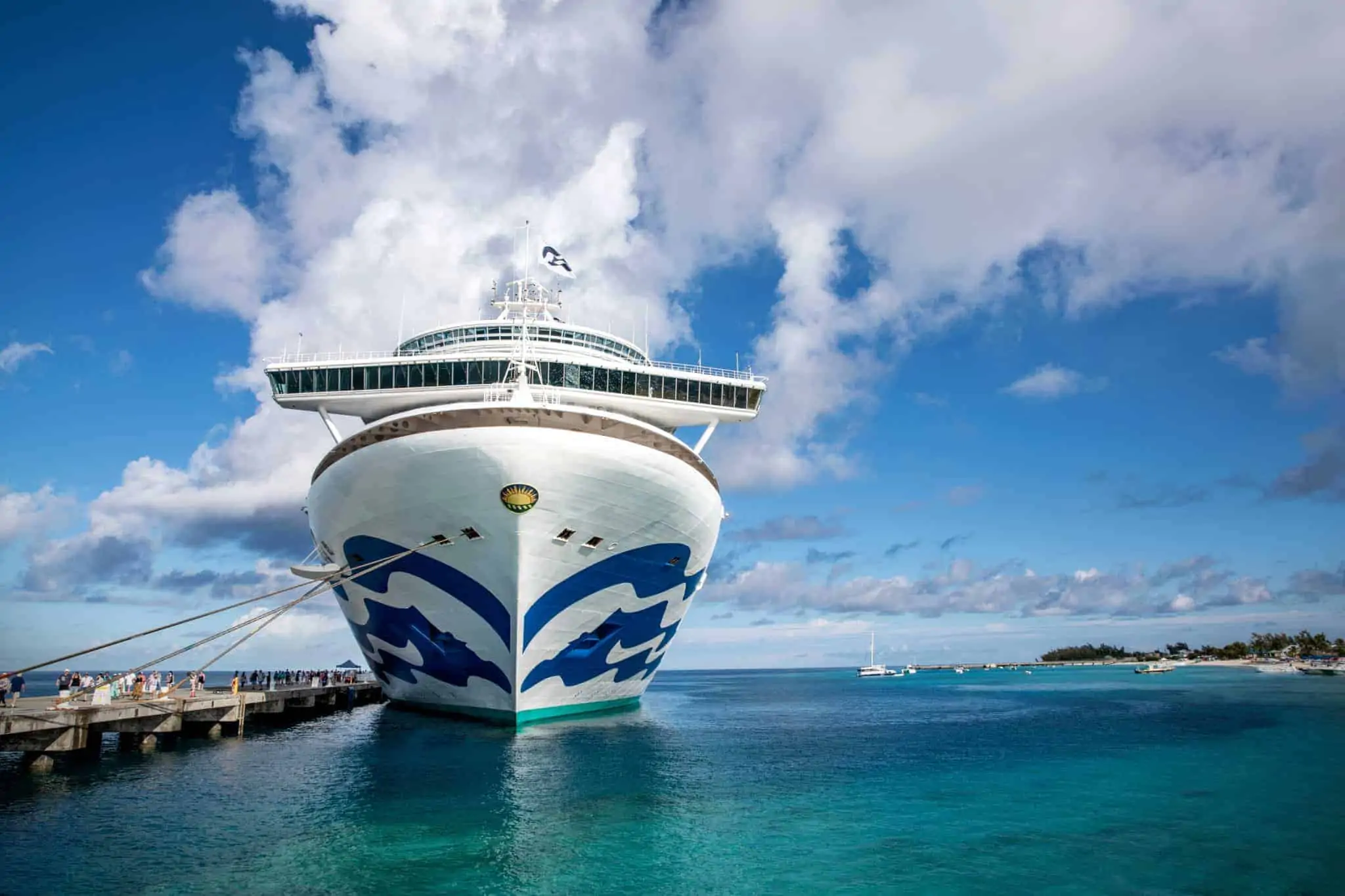 Front view of Caribbean Princess in Grand Turk