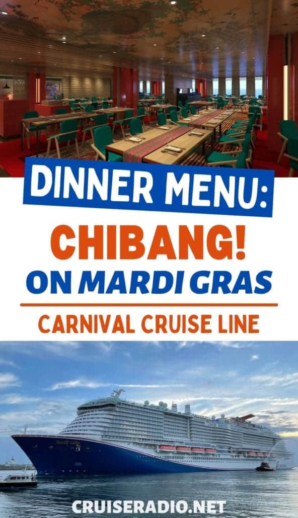 carnival cruise chibang dinner menu