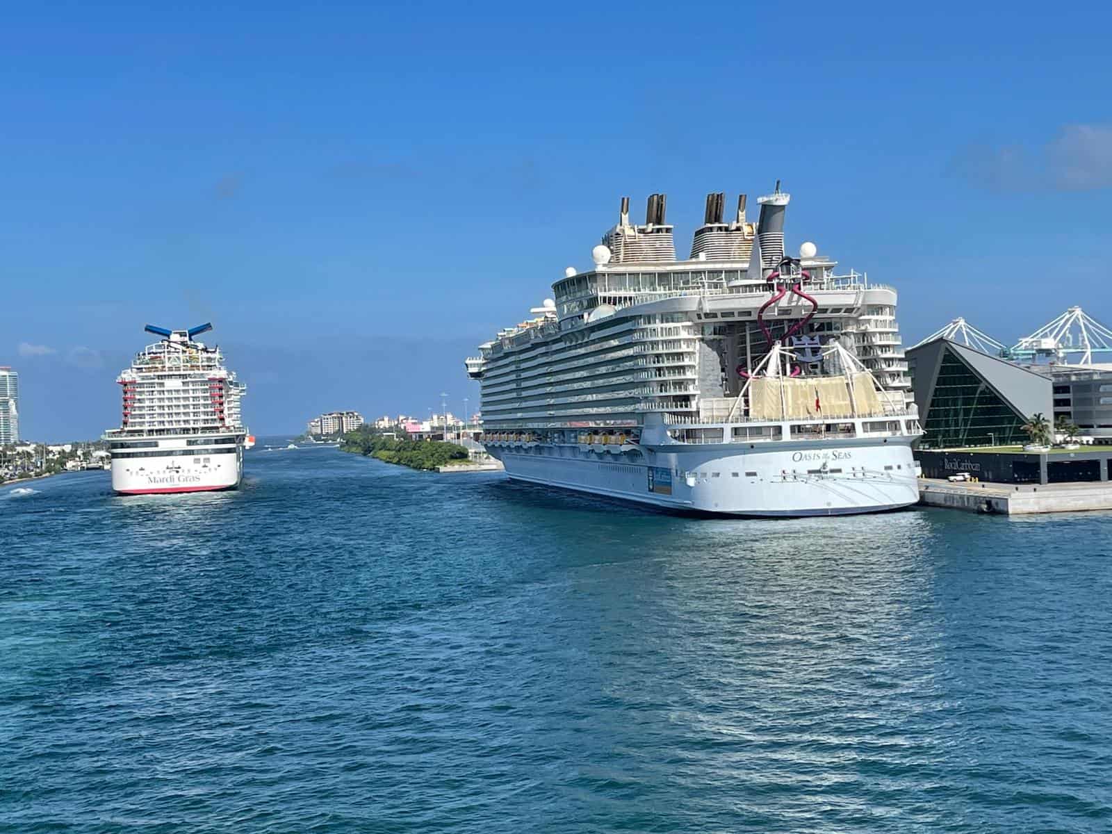 mardi gras and oasis of the seas PortMiami multiple ships