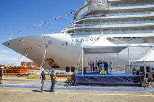 Viking Mars during her float out in 2022.