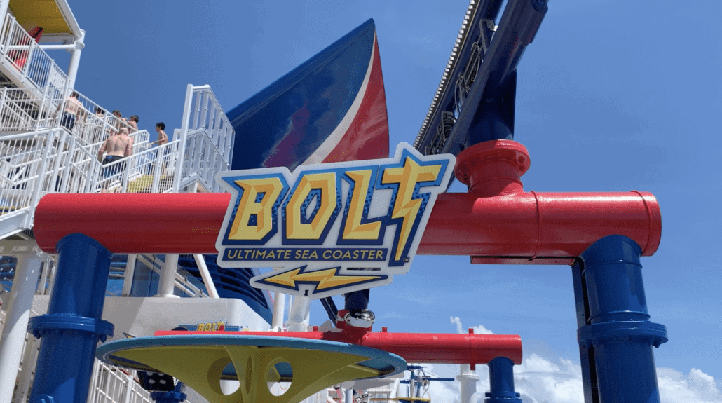 bolt roller coaster sign mardi gras