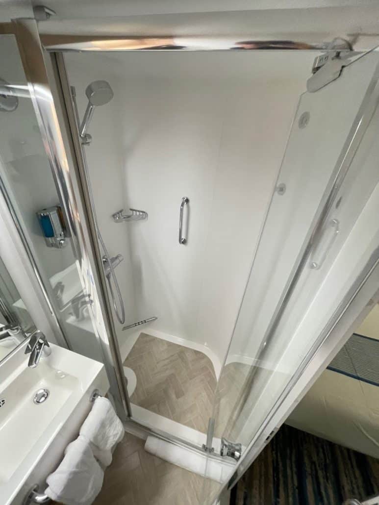 Mardi Gras Maiden Voyage interior room shower