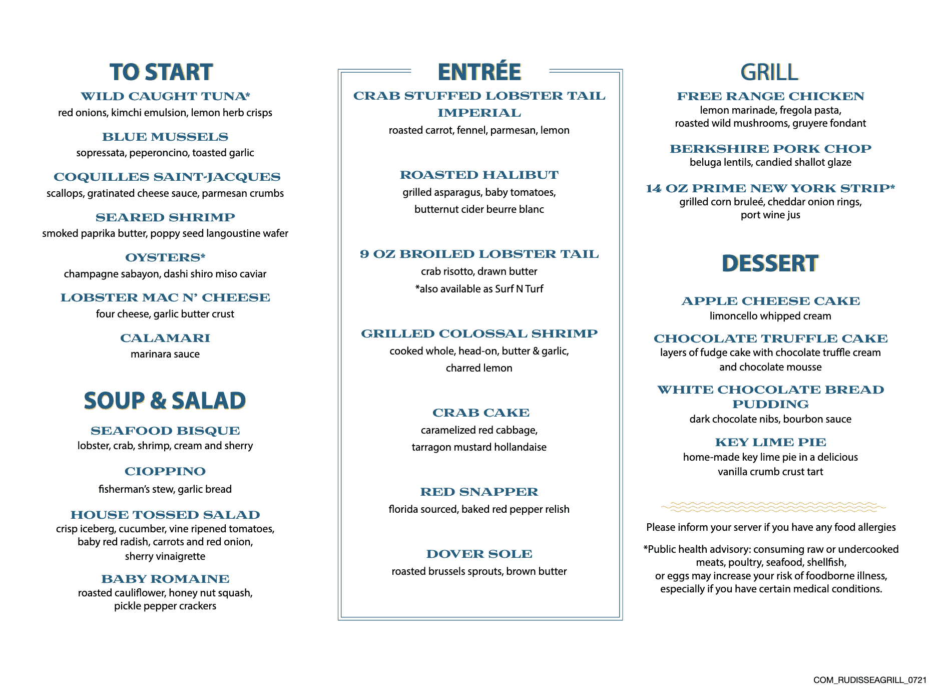 rudi's seagrill menu