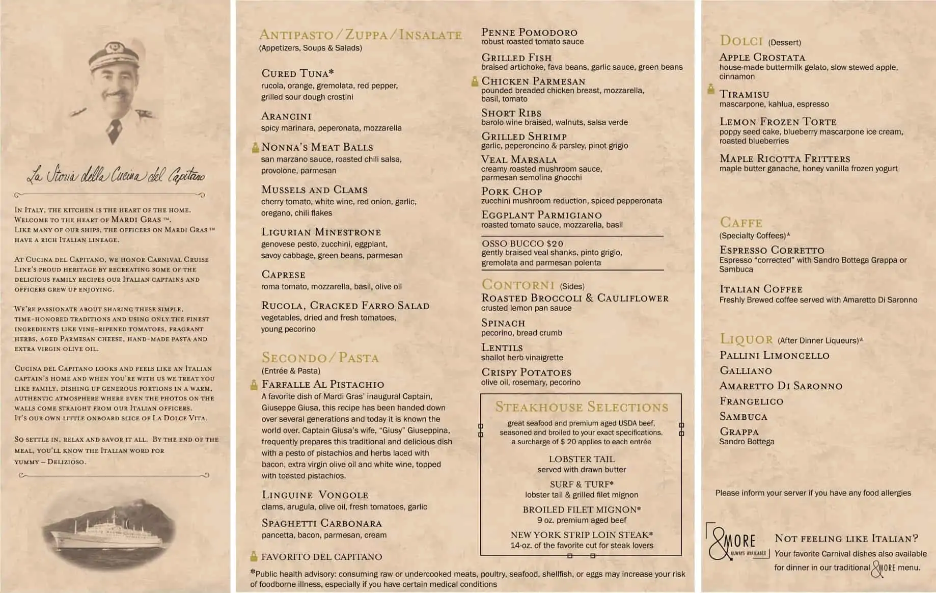 cucina del capitano menu