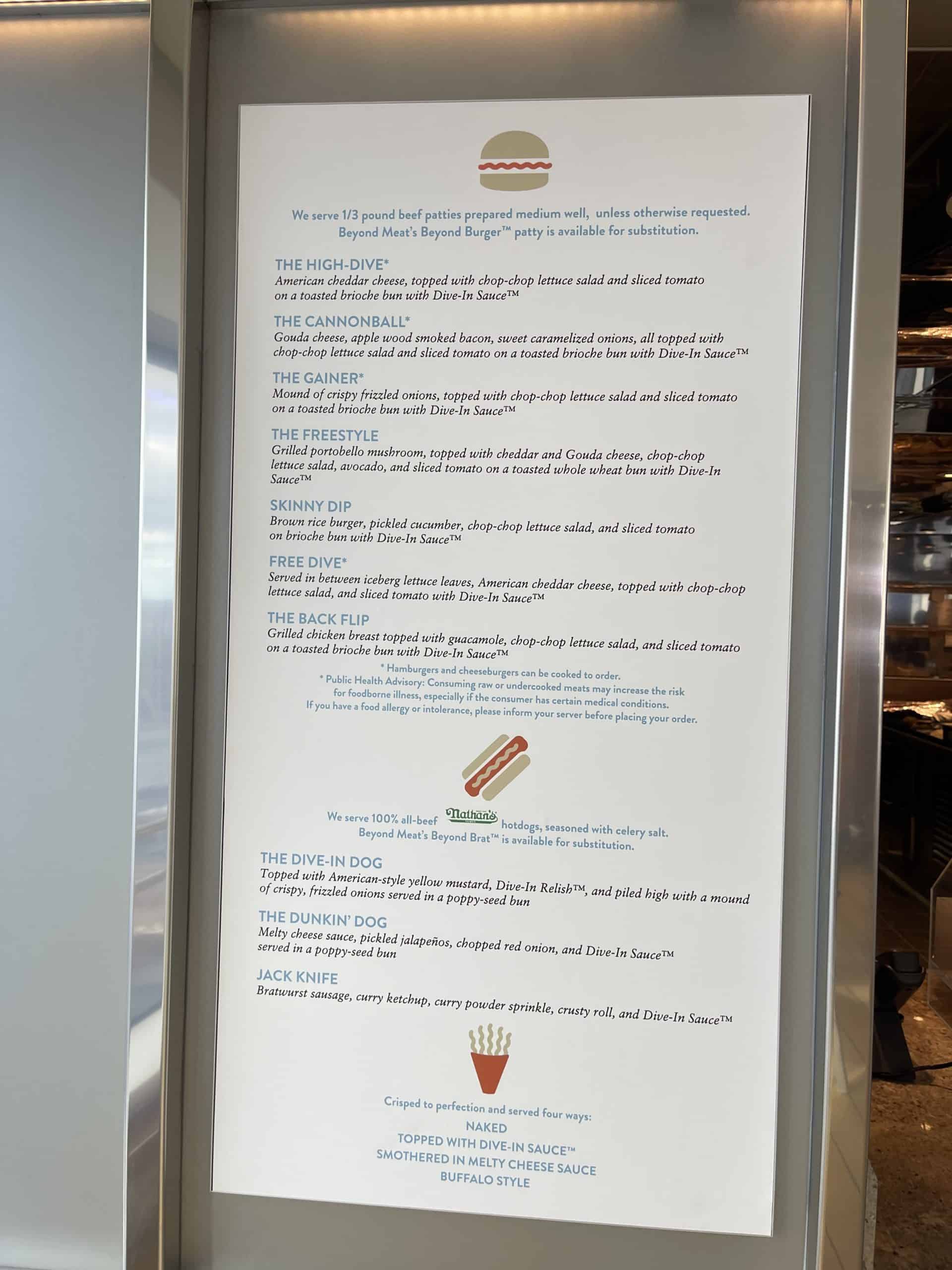 dive in burgers menu rotterdam holland america